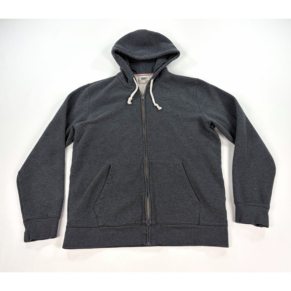 Lands' End Serious Sweats Hoodie Men's M Tall Charcoal Gray Full Zip Fleece MT